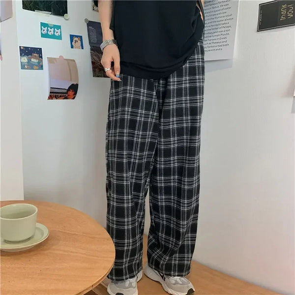 Plaid Casual Straight Pants
