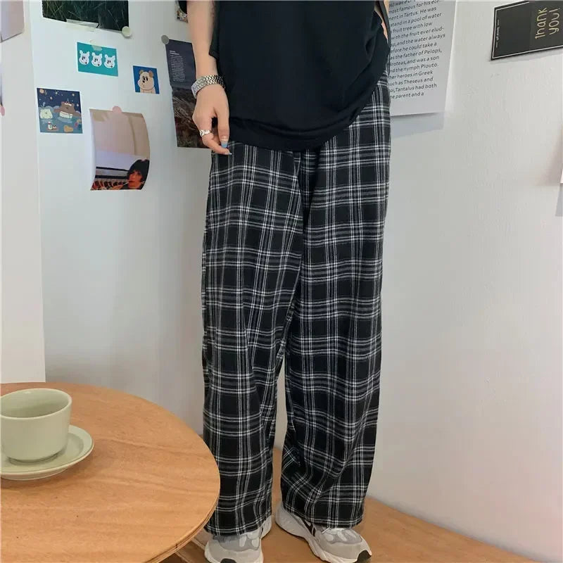 VILZSTUDIOS Plaid Casual Straight Pants