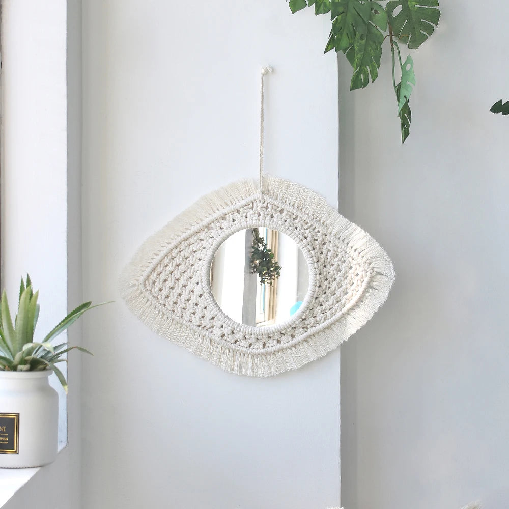 VILZSTUDIOS Macrame Mirror Wall Decoration Boho Home Decor Mirrors for Bedroom Wall Mirrors for Living Room Baby Room Decoration Nursery