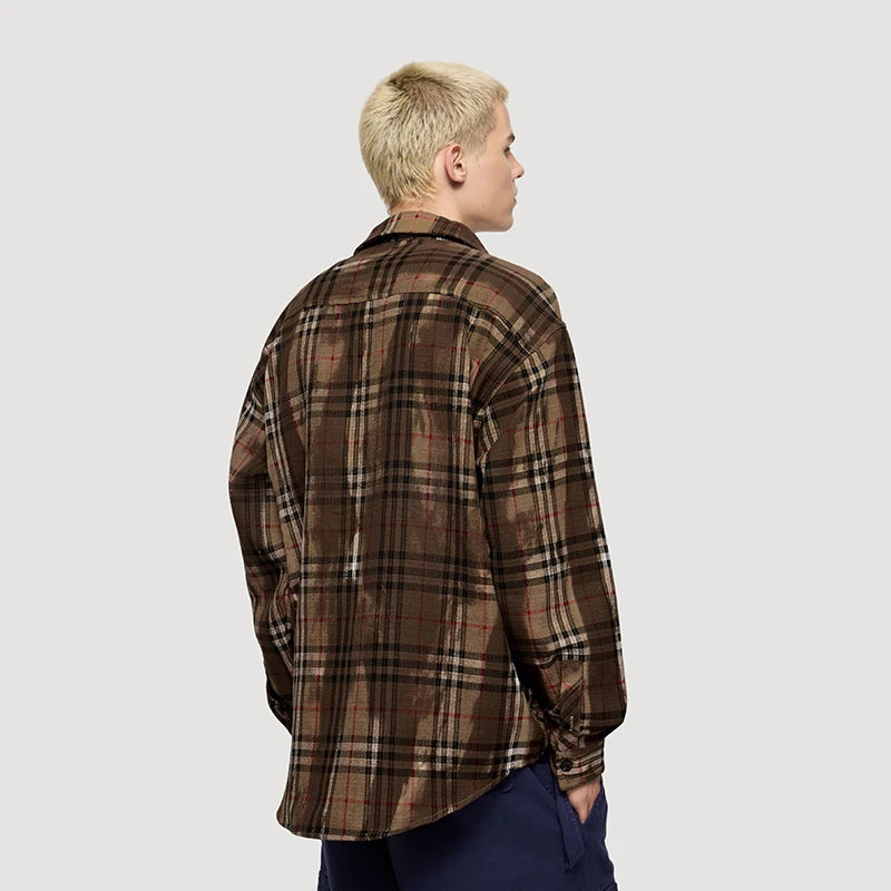 VILZSTUDIOS Vintage Plaid Washed Long Sleeve Shirt