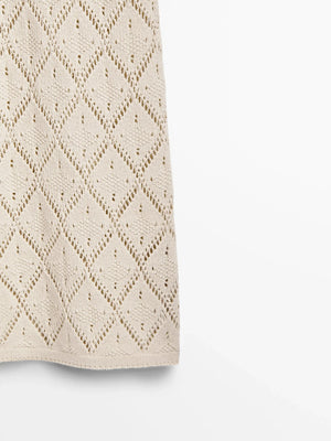 VILZSTUDIOS Ethereal Flowy Crocheted Slim Fit Skirt.