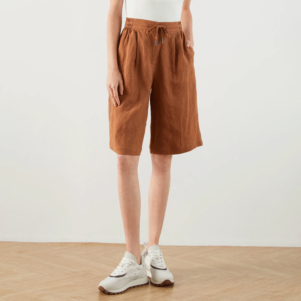 VILZSTUDIOS High Waist Linen Summer Shorts Pants