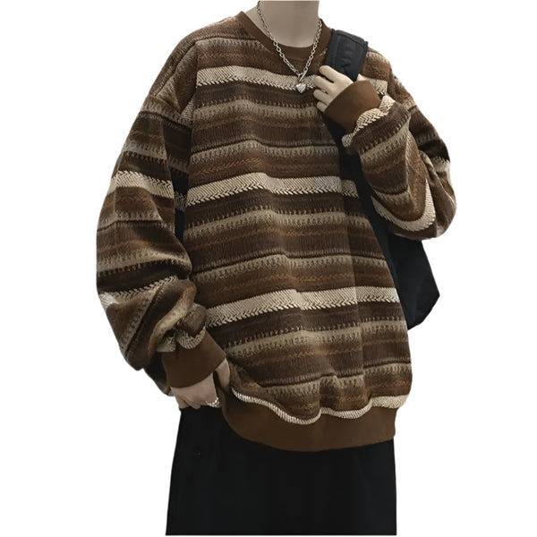 Retro Striped Loose Sweatshirt