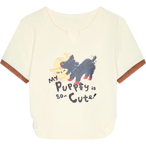 VILZSTUDIOS Cute Cat Print Slim Fit T-Shirt