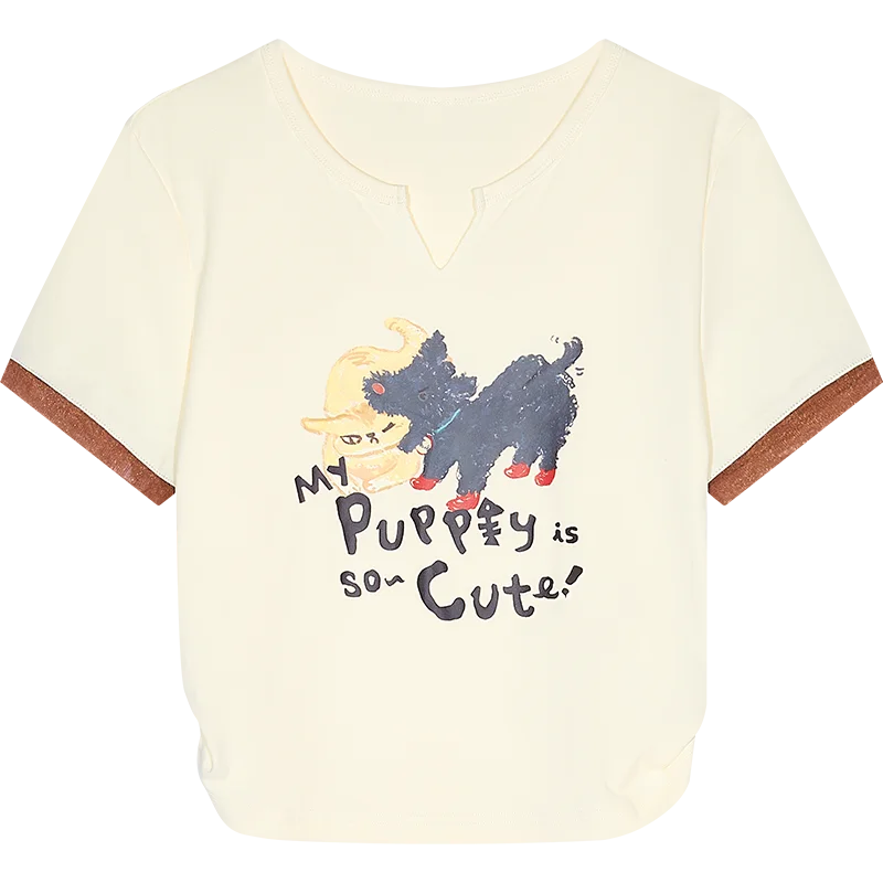 VILZSTUDIOS Cute Cat Print Slim Fit T-Shirt