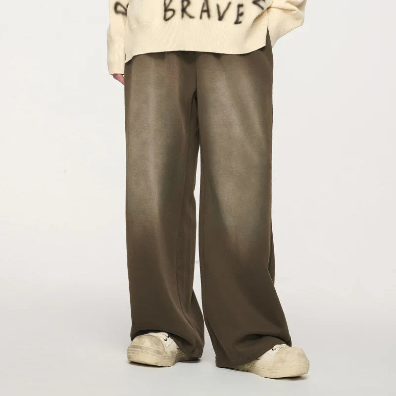 VILZSTUDIOS Washed Straight Wide Leg Casual Pants