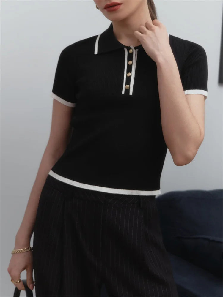 VILZSTUDIOS Chic Slim Fit Knit T-shirt