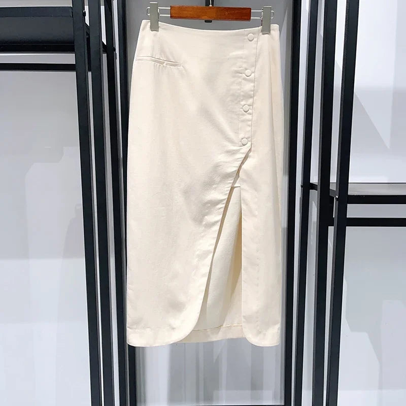 VILZSTUDIOS Beige Sleeveless Tank Top & Skirt Set