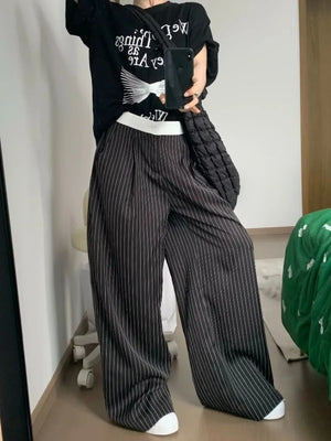 VILZSTUDIOS Elegant High Waist Striped Pants
