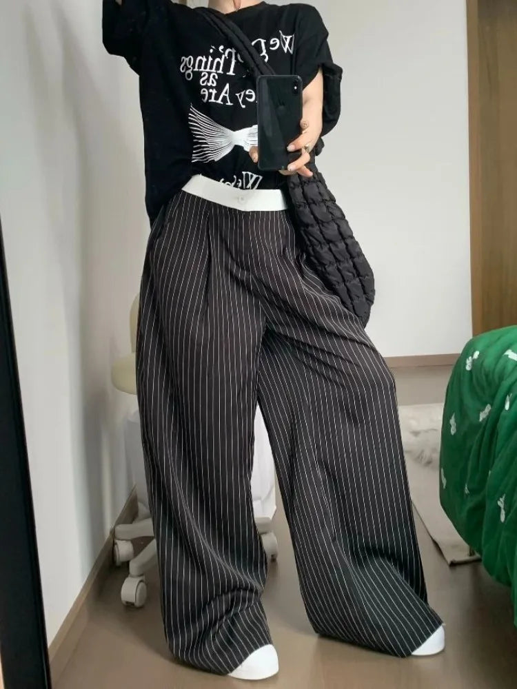 VILZSTUDIOS Elegant High Waist Striped Pants