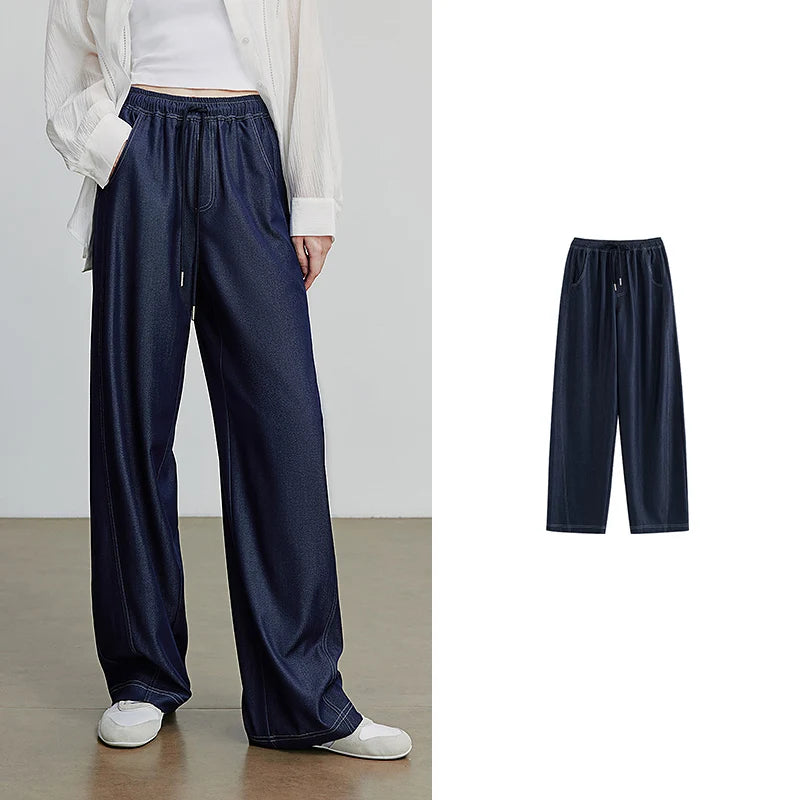 VILZSTUDIOS Stylish Elastic Waistband Wide Leg Pants