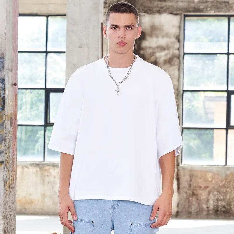 VILZSTUDIOS Heavyweight Distressed Boxy Cropped T-Shirt