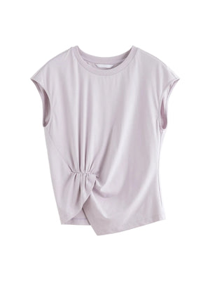 VILZSTUDIOS Petite Round Neck Twist Knot T-Shirt
