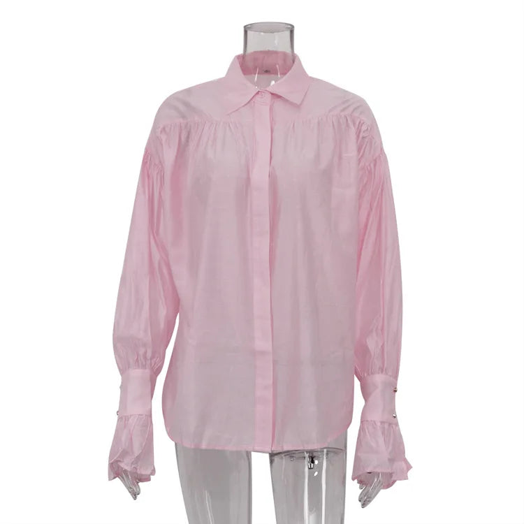 VILZSTUDIOS Versatile Fashionable Collared Flare Blouse