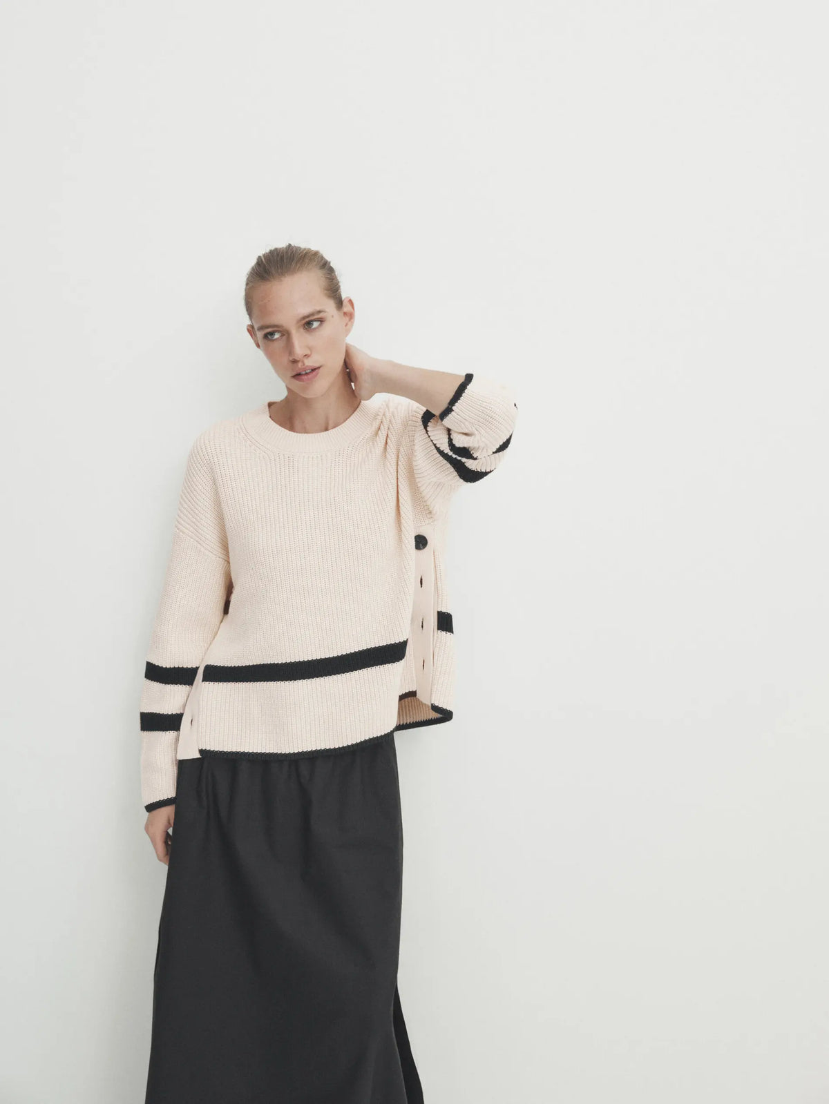 VILZSTUDIOS Striped French Knit Sweater