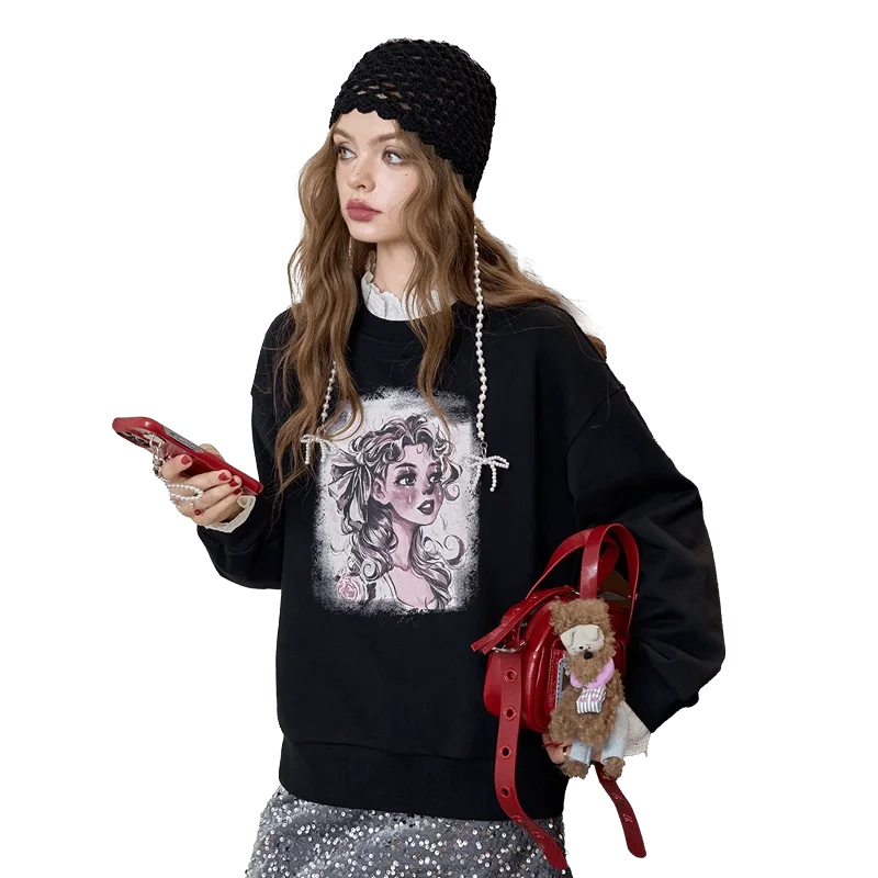 VILZSTUDIOS Lace Neck Casual Sweater