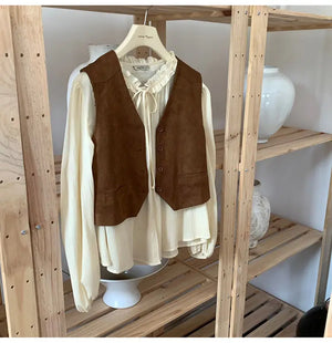 VILZSTUDIOS Cozy Vintage Loose V-Neck Vest