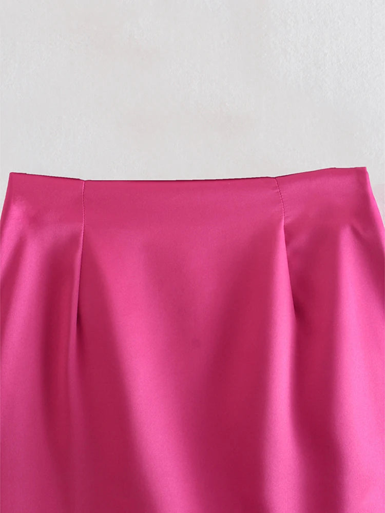 VILZSTUDIOS Chic Solid Color Side Zipper Skirt