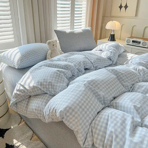 VILZSTUDIOS Soft Plaid Queen Size Duvet Bedding Set