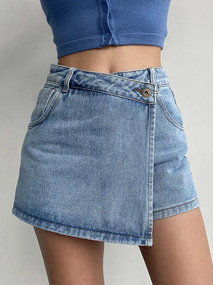 VILZSTUDIOS Vintage High Waisted A-Line Denim Skirts
