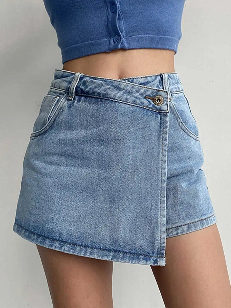 VILZSTUDIOS Vintage High Waisted A-Line Denim Skirts