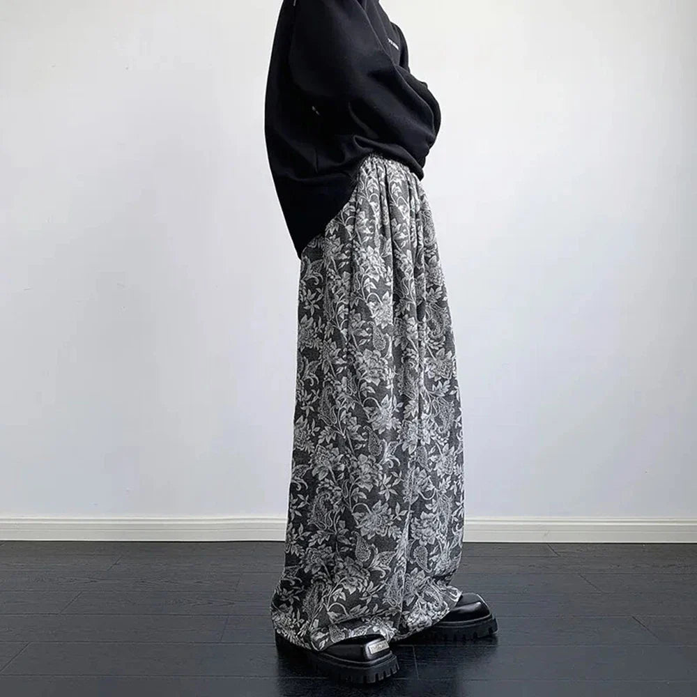 VILZSTUDIOS Luxury Retro Cashew Flower Print Pants