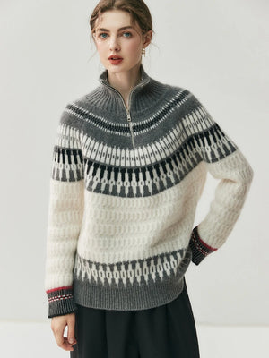 VILZSTUDIOS Luxury Cashmere Zipper Turtleneck Sweatshirt