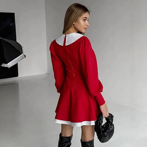 VILZSTUDIOS Elegant French Doll Collar Mini Dress