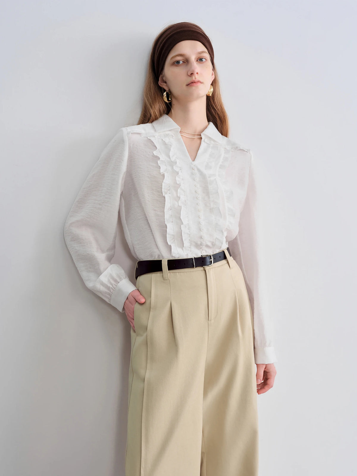 VILZSTUDIOS Elegant French Inspired White Lace Blouse