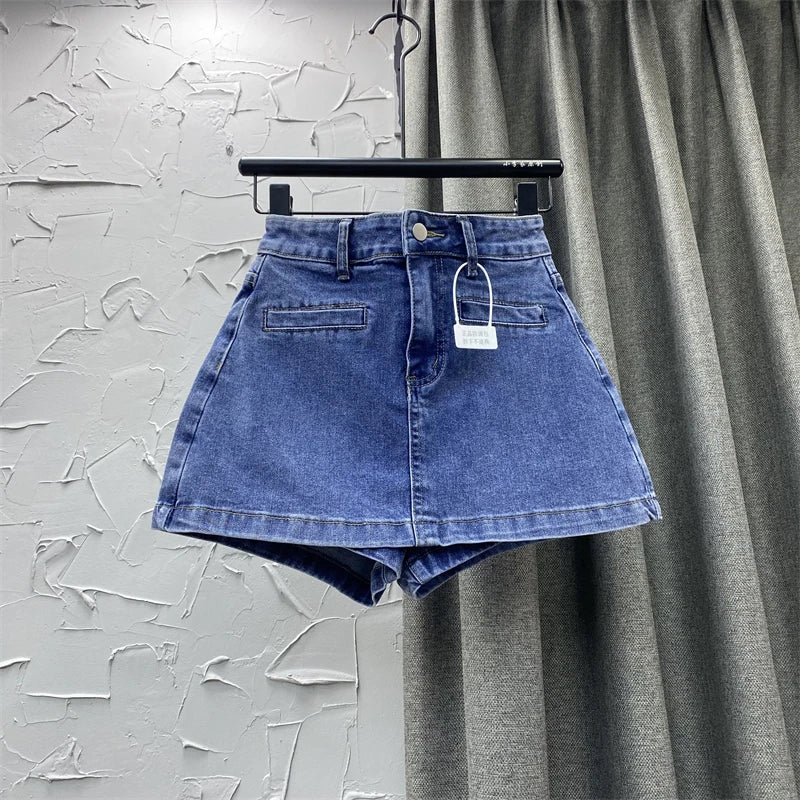 VILZSTUDIOS Vintage Black Gothic A-Line Denim Skirt