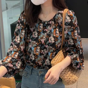 VILZSTUDIOS Chic Floral Long Sleeve Women Blouse