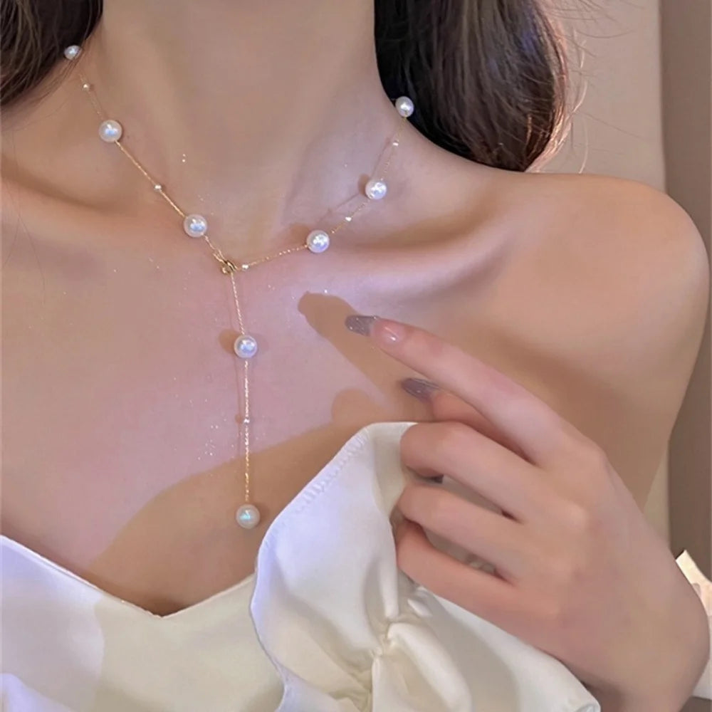 VILZSTUDIOS Freshwater Pearl Collar Chain Necklace