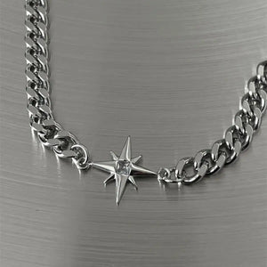 VILZSTUDIOS Men Cuban Link Titanium Steel Chain Necklace