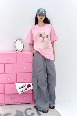 VILZSTUDIOS Cat Printed Casual T-Shirt