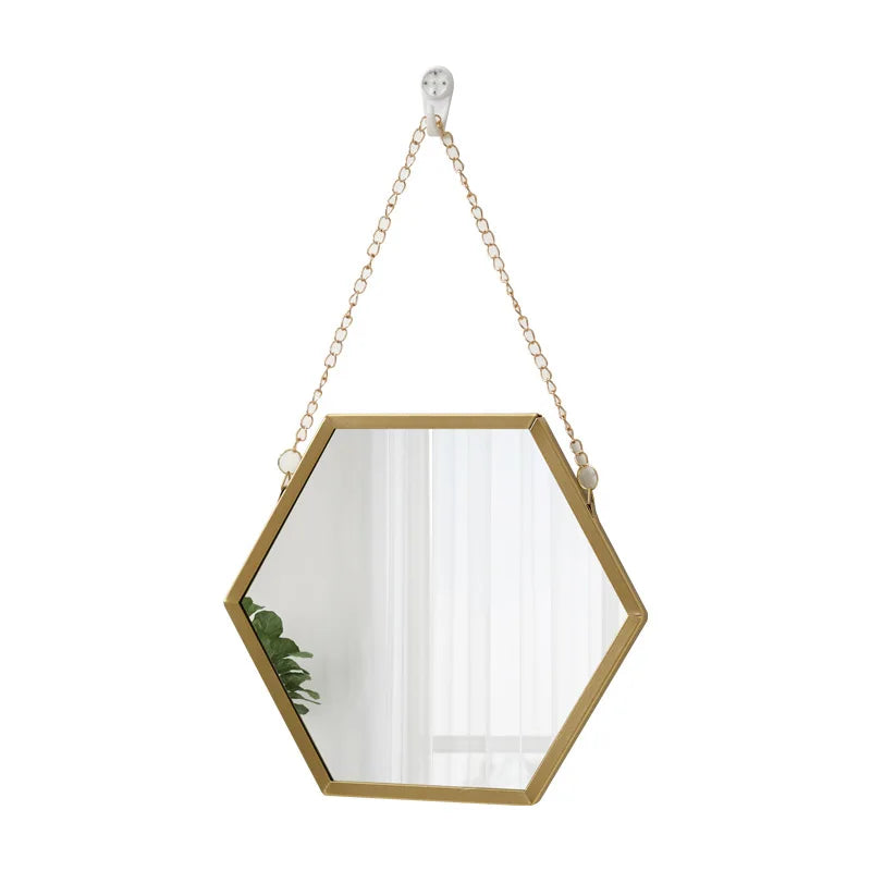 VILZSTUDIOS Hexagon Shape Decorative Mirror Wall Decor Makeup Hanging Mirror Bathroom Cosmetic Mirror Bedroom Room Wall Decoration