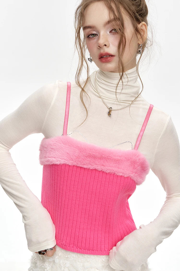 VILZSTUDIOS Sequined Bowknot Turtleneck Slim Top
