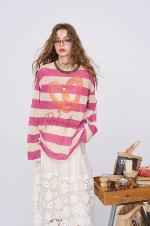 VILZSTUDIOS Contrast Stripe Knit Long Sleeve Top