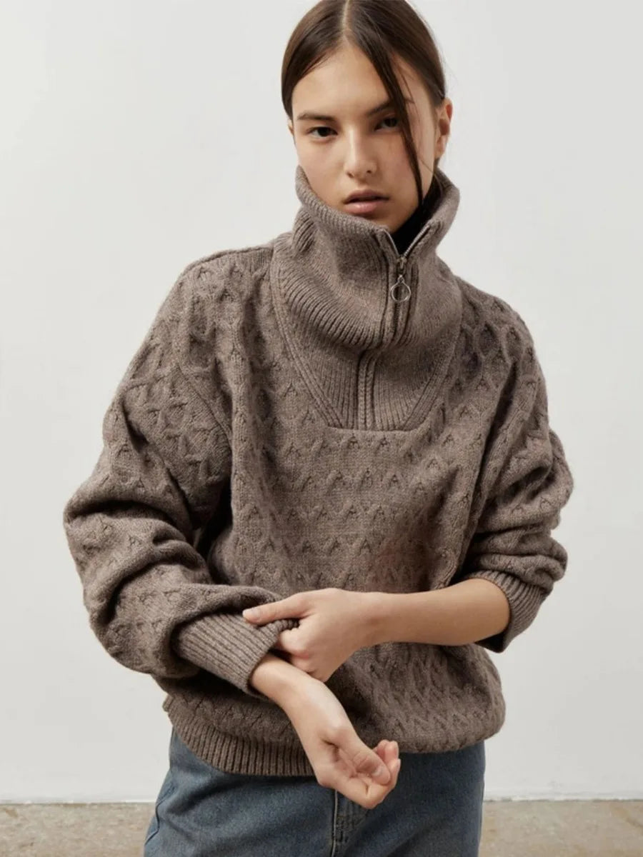 VILZSTUDIOS Chunky Cable Knit Turtleneck Sweater