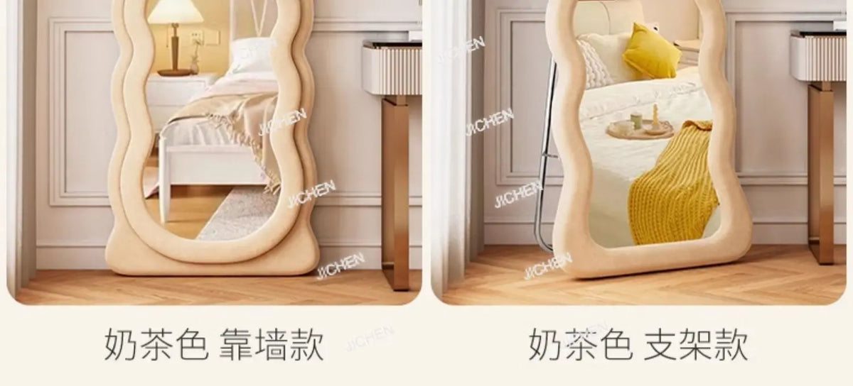 VILZSTUDIOS JC Wave full-body mirror Floor  Ultra-clear and non-deforming fitting Cream wind full-length Special-shaped mirror