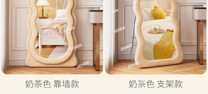 VILZSTUDIOS JC Wave full-body mirror Floor  Ultra-clear and non-deforming fitting Cream wind full-length Special-shaped mirror