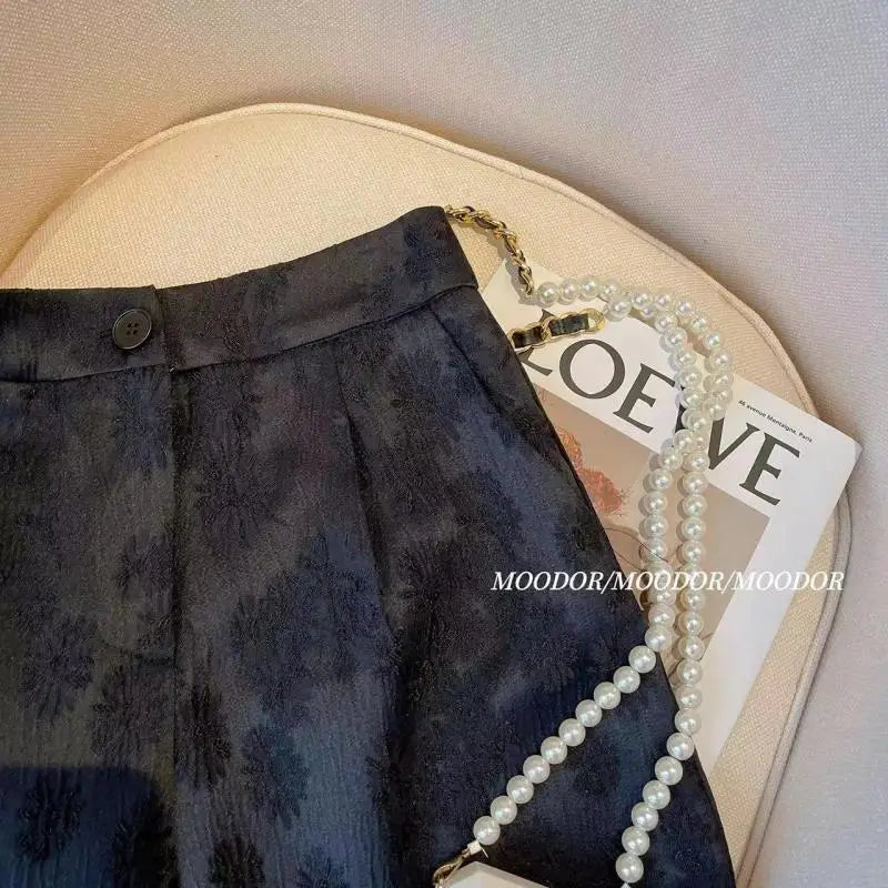 VILZSTUDIOS Chinese Retro Jacquard High Waist Shorts