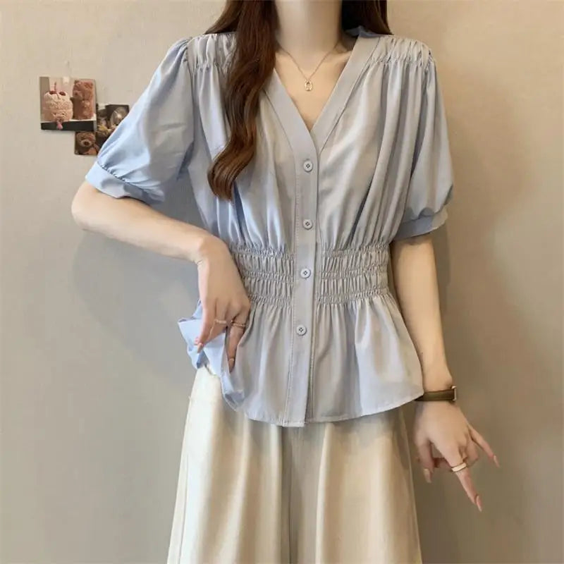 VILZSTUDIOS Oversized V-Neck Blouse