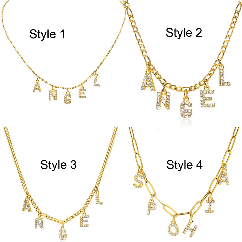 VILZSTUDIOS Personalized Initial Name Stainless Steel Necklace