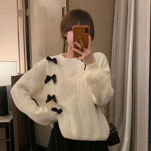 VILZSTUDIOS Cozy Oversized Knit Bow Sweater