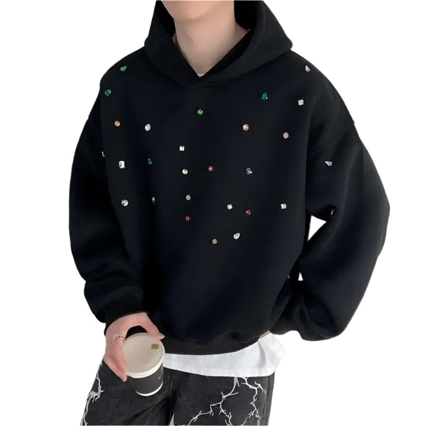 Kapuzenpullover mit Diamantstickerei