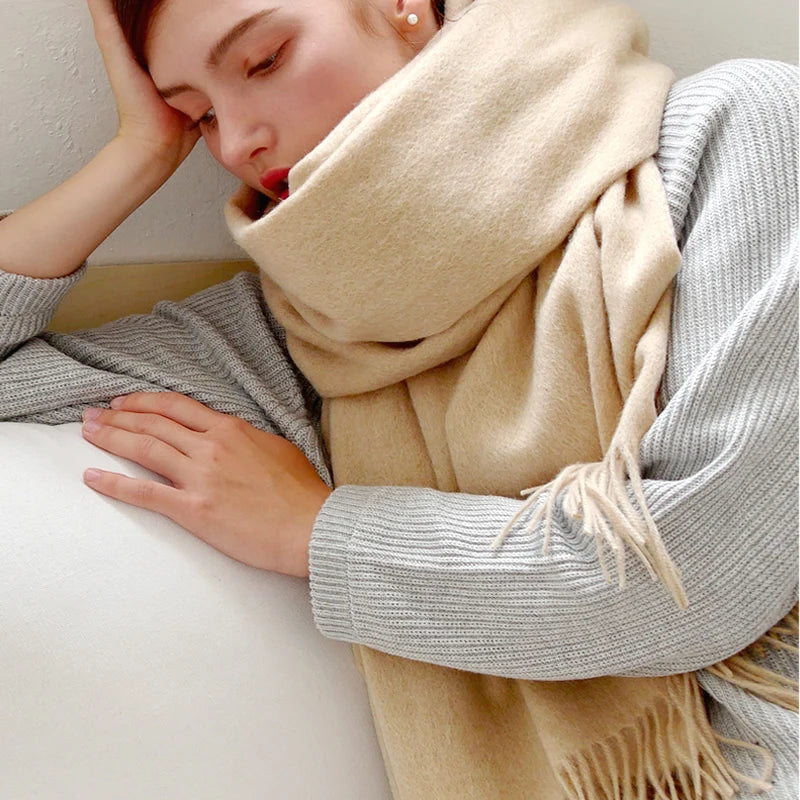 VILZSTUDIOS Winter Scarf Women  Wool Scarves Adult Scarves for ladies 100% Wool scarft women Fashion Cashmere Poncho Wrap