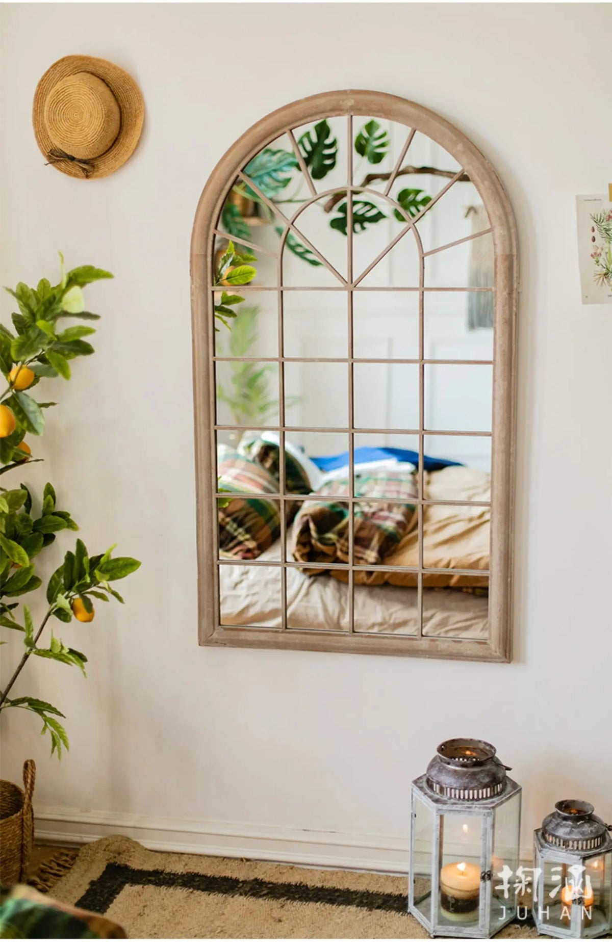VILZSTUDIOS Huohan retro fake window decoration French wall-mounted mirror floor-to-ceiling fitting entrance living room fireplace mirror B