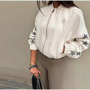 VILZSTUDIOS Casual Stars Print Stand Collar Jacket