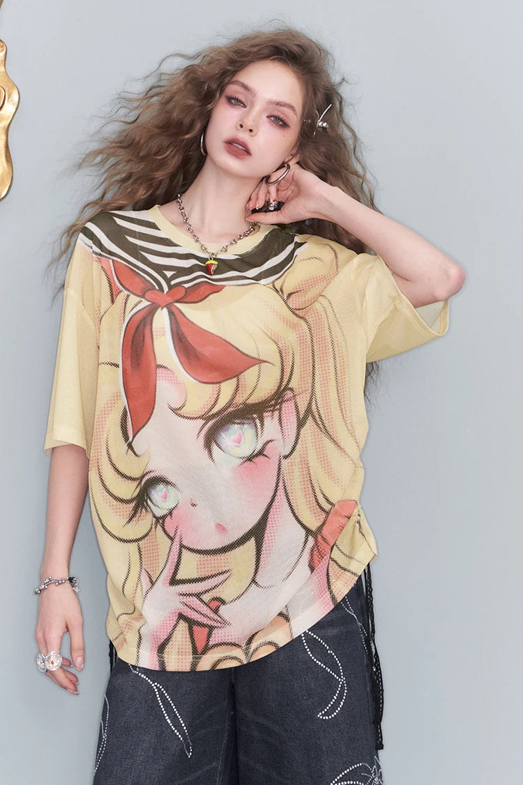 VILZSTUDIOS Sweet Animated Printed Loose T-Shirt
