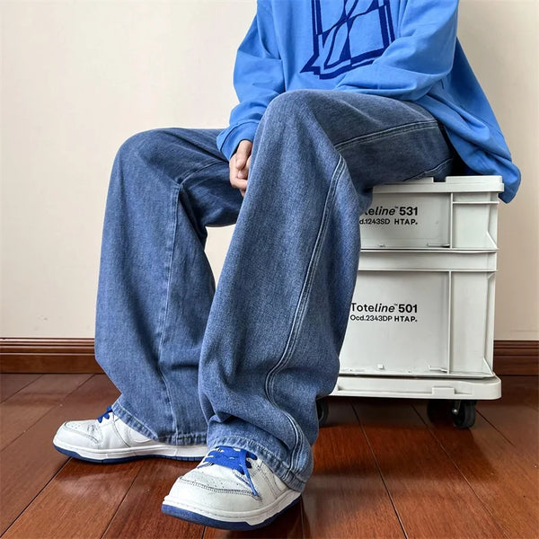 Baggy-Jeans mit geradem Bein im koreanischen Stil